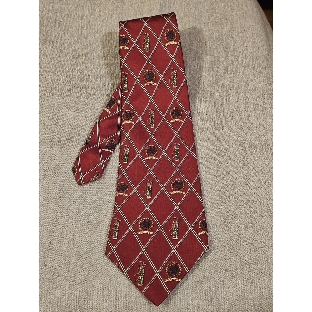 Vintage Tommy Hilfiger Silk Tie Made In USA Golf Print